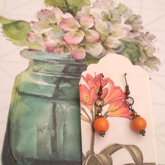 Handmade glass bead earrings - Picture 1 of 3